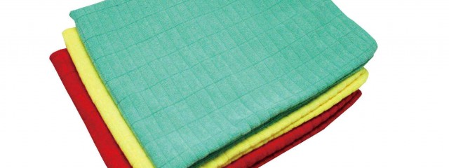 Microfiber bathroom cleaning cloth with small grid pattern