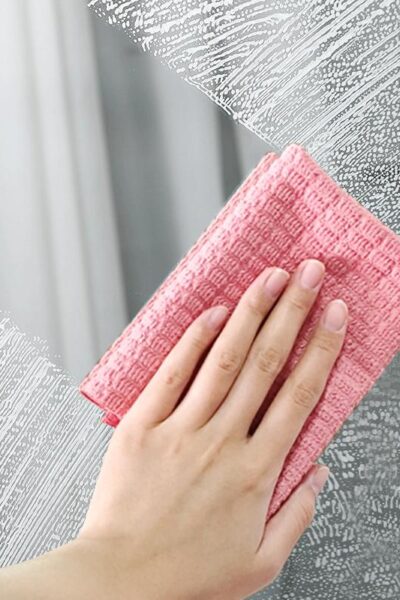 Pink Microfiber Stripes PU Cloth