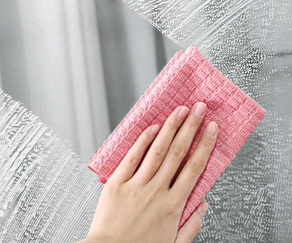 Pink Microfiber Stripes PU Cloth